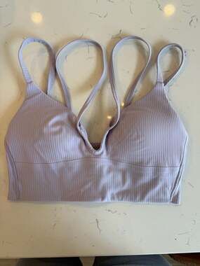 lululemon Like a Cloud Strappy Longline Bra Ribbed light purple xs